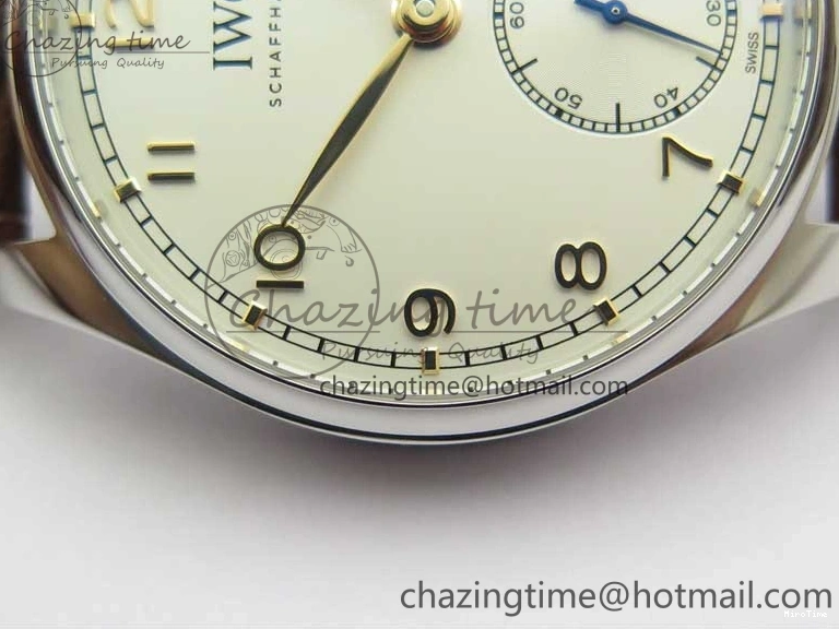 MIROTIME 0413 Original Portuguese IW358304 ZF 1:1 Best Edition SS White Dial RG Markers on Leather Strap A 7077